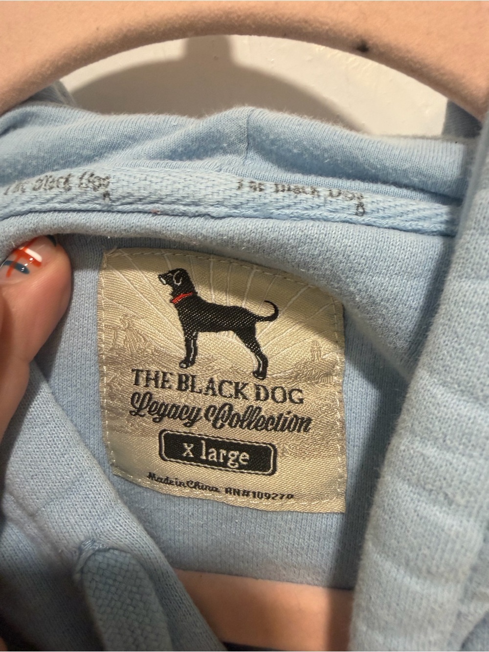 The Black Dog Legacy Collection Hoodie Size XL Light Blue Pullover - Picture 5 of 7